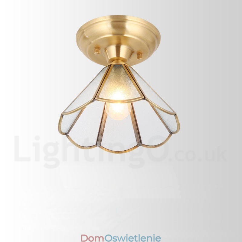 Czysta mosiężna rustykalna lampa sufitowa w stylu nordyckim Lodge Flush Mount z kloszem szklanym