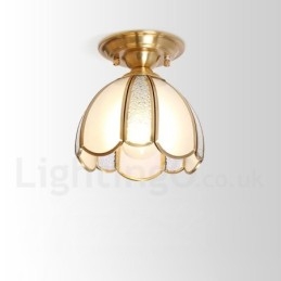 Czysta mosiężna rustykalna lampa sufitowa w stylu nordyckim Lodge Flush Mount z kloszem szklanym