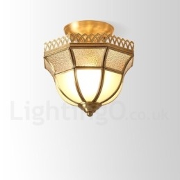 Czysta mosiężna rustykalna lampa sufitowa w stylu nordyckim Lodge Flush Mount z kloszem szklanym