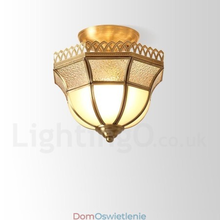 Czysta mosiężna rustykalna lampa sufitowa w stylu nordyckim Lodge Flush Mount z kloszem szklanym Czysta mosiężna rustykalna lampa sufitowa w stylu nordyckim Lodge Flush Mount z kloszem szklanym