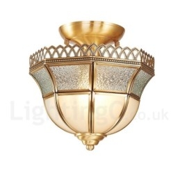Czysta mosiężna rustykalna lampa sufitowa w stylu nordyckim Lodge Flush Mount z kloszem szklanym