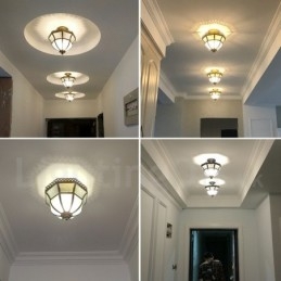 Czysta mosiężna rustykalna lampa sufitowa w stylu nordyckim Lodge Flush Mount z kloszem szklanym