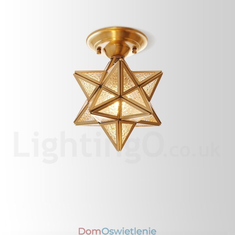 Czysta mosiężna rustykalna lampa sufitowa w stylu nordyckim Lodge Flush Mount z kloszem szklanym