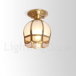 Czysta mosiężna rustykalna lampa sufitowa w stylu nordyckim Lodge Flush Mount z kloszem szklanym