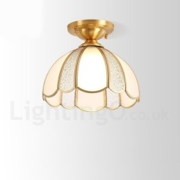 Czysta mosiężna rustykalna lampa sufitowa w stylu nordyckim Lodge Flush Mount z kloszem szklanym