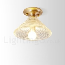 Czysta mosiężna rustykalna lampa sufitowa w stylu nordyckim Lodge Flush Mount z kloszem szklanym