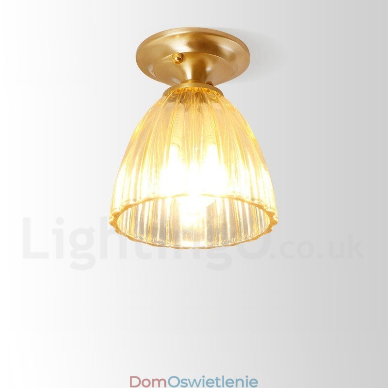 Czysta mosiężna rustykalna lampa sufitowa w stylu nordyckim Lodge Flush Mount z kloszem szklanym