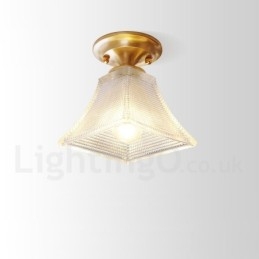 Czysta mosiężna rustykalna lampa sufitowa w stylu nordyckim Lodge Flush Mount z kloszem szklanym
