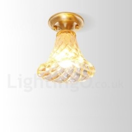 Czysta mosiężna rustykalna lampa sufitowa w stylu nordyckim Lodge Flush Mount z kloszem szklanym