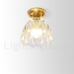 Czysta mosiężna rustykalna lampa sufitowa w stylu nordyckim Lodge Flush Mount z kloszem szklanym