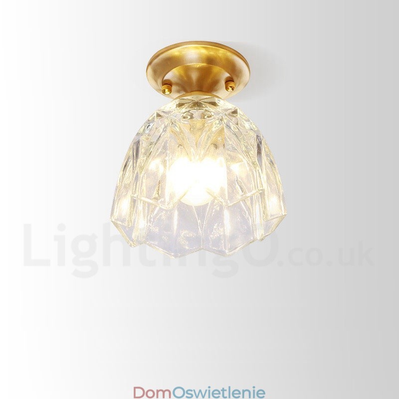 Czysta mosiężna rustykalna lampa sufitowa w stylu nordyckim Lodge Flush Mount z kloszem szklanym