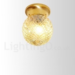 Czysta mosiężna rustykalna lampa sufitowa w stylu nordyckim Lodge Flush Mount z kloszem szklanym