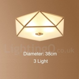 Czysta mosiężna rustykalna lampa sufitowa w stylu nordyckim Lodge Flush Mount z kloszem szklanym