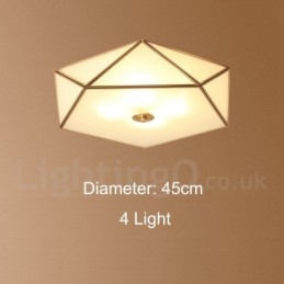 Czysta mosiężna rustykalna lampa sufitowa w stylu nordyckim Lodge Flush Mount z kloszem szklanym
