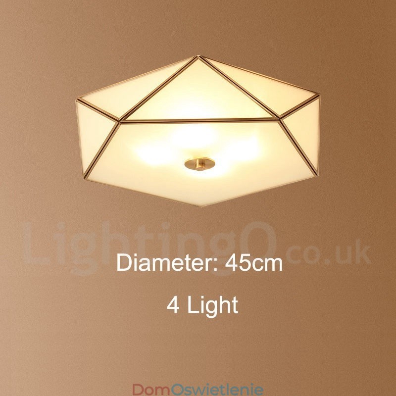 Czysta mosiężna rustykalna lampa sufitowa w stylu nordyckim Lodge Flush Mount z kloszem szklanym