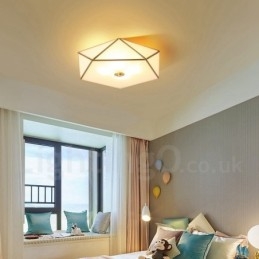 Czysta mosiężna rustykalna lampa sufitowa w stylu nordyckim Lodge Flush Mount z kloszem szklanym