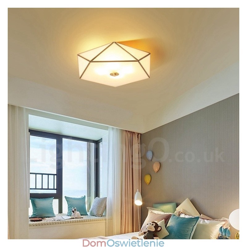 Czysta mosiężna rustykalna lampa sufitowa w stylu nordyckim Lodge Flush Mount z kloszem szklanym