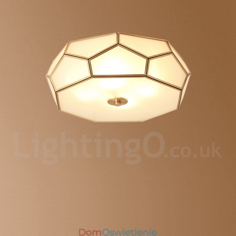 Czysta mosiężna rustykalna lampa sufitowa w stylu nordyckim Lodge Flush Mount z kloszem szklanym