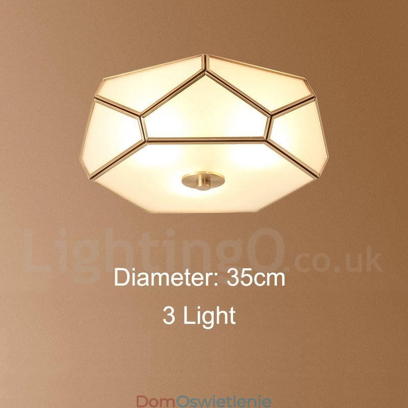 Czysta mosiężna rustykalna lampa sufitowa w stylu nordyckim Lodge Flush Mount z kloszem szklanym