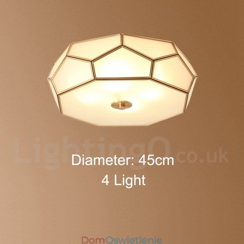Czysta mosiężna rustykalna lampa sufitowa w stylu nordyckim Lodge Flush Mount z kloszem szklanym