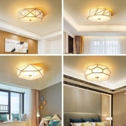 Czysta mosiężna rustykalna lampa sufitowa w stylu nordyckim Lodge Flush Mount z kloszem szklanym