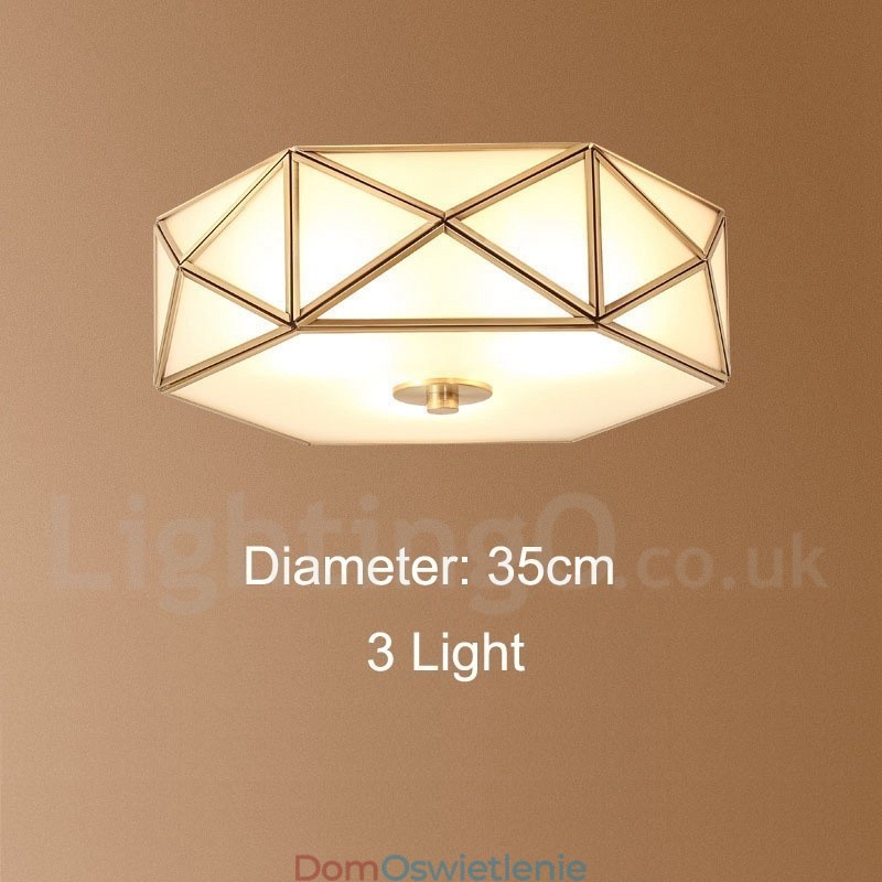 Czysta mosiężna rustykalna lampa sufitowa w stylu nordyckim Lodge Flush Mount z kloszem szklanym