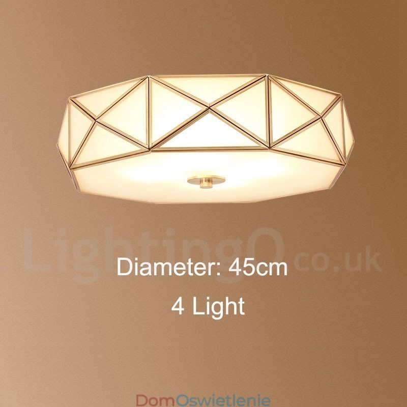 Czysta mosiężna rustykalna lampa sufitowa w stylu nordyckim Lodge Flush Mount z kloszem szklanym