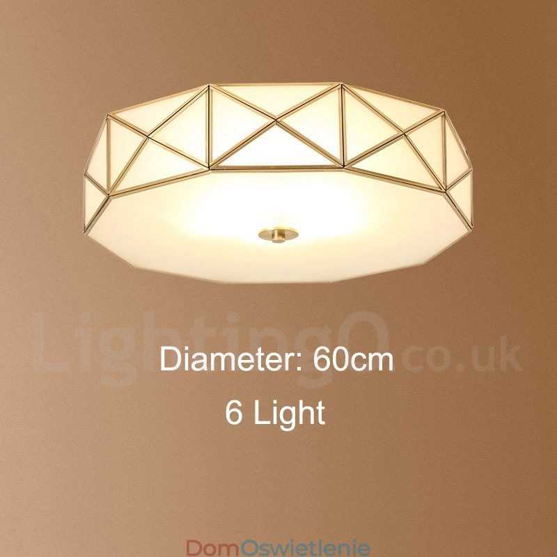 Czysta mosiężna rustykalna lampa sufitowa w stylu nordyckim Lodge Flush Mount z kloszem szklanym