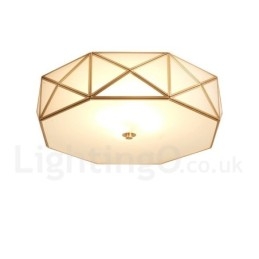 Czysta mosiężna rustykalna lampa sufitowa w stylu nordyckim Lodge Flush Mount z kloszem szklanym
