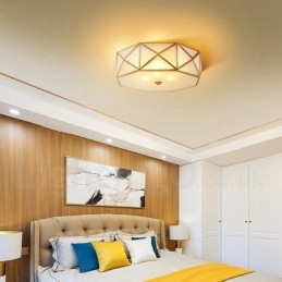 Czysta mosiężna rustykalna lampa sufitowa w stylu nordyckim Lodge Flush Mount z kloszem szklanym