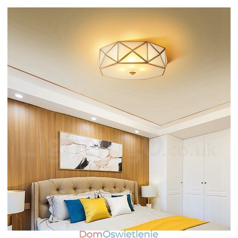 Czysta mosiężna rustykalna lampa sufitowa w stylu nordyckim Lodge Flush Mount z kloszem szklanym