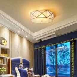 Czysta mosiężna rustykalna lampa sufitowa w stylu nordyckim Lodge Flush Mount z kloszem szklanym