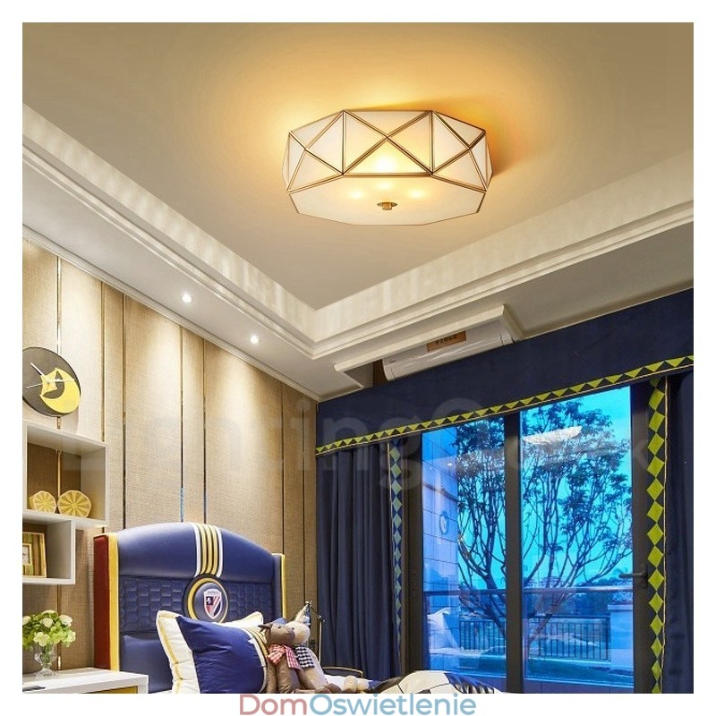 Czysta mosiężna rustykalna lampa sufitowa w stylu nordyckim Lodge Flush Mount z kloszem szklanym