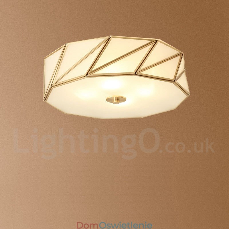 Czysta mosiężna rustykalna lampa sufitowa w stylu nordyckim Lodge Flush Mount z kloszem szklanym