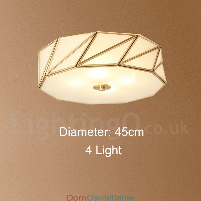 Czysta mosiężna rustykalna lampa sufitowa w stylu nordyckim Lodge Flush Mount z kloszem szklanym