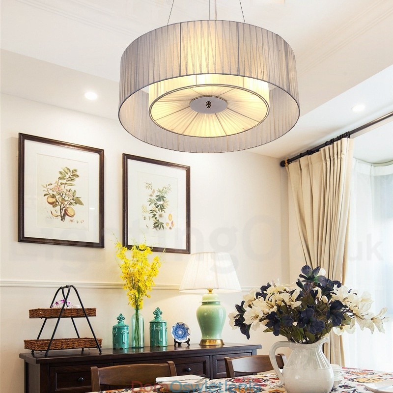Drum 4 Light Pendant Modern Lamp z abażurem materiałowym