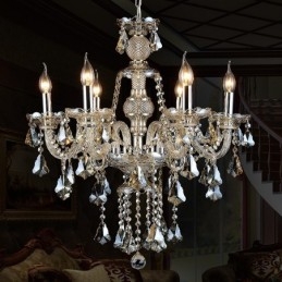 6 świateł Retro Cognac Color K9 Crystal Nowoczesny żyrandol