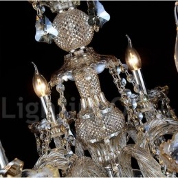 6 świateł Retro Cognac Color K9 Crystal Nowoczesny żyrandol