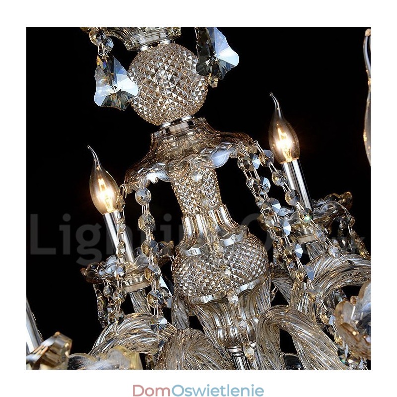 6 świateł Retro Cognac Color K9 Crystal Nowoczesny żyrandol
