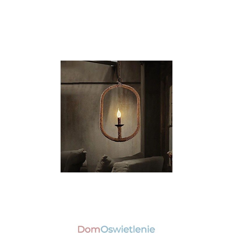 Retro 1 Lampa Żyrandol Z Liny Konopnej Retro Styl Wiejski