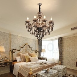 8 świateł Retro Szary Kolor K9 Kryształowa Świeca Duży Żyrandol