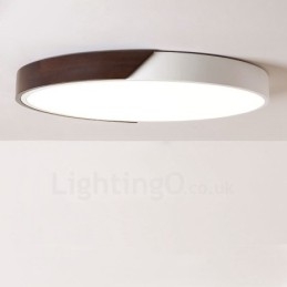 Retro Walnut Color Wood Ultra cienkie okrągłe ściemnialne lampy sufitowe z kloszem akrylowym, które można również stosować jako oświetlenie ścienne