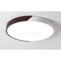Retro Walnut Color Wood Ultra cienkie okrągłe ściemnialne lampy sufitowe z kloszem akrylowym, które można również stosować jako oświetlenie ścienne