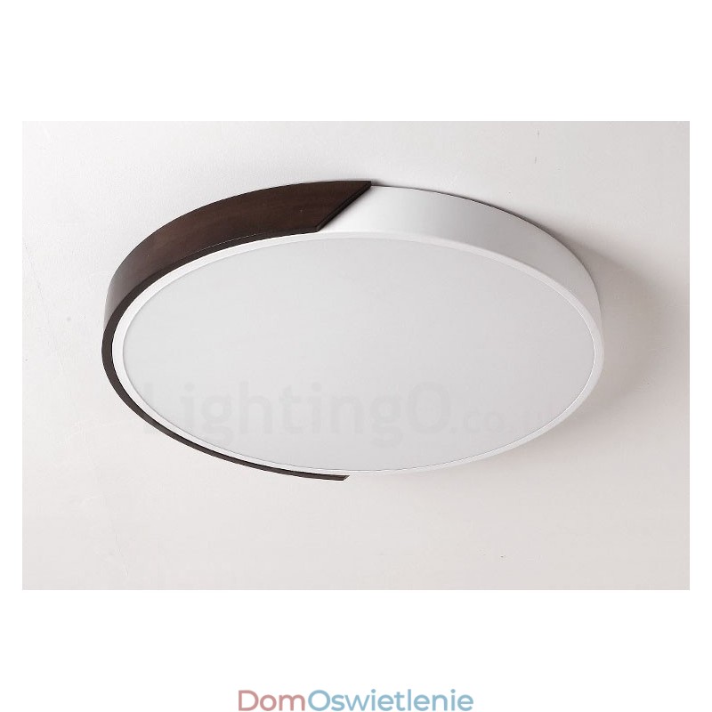 Retro Walnut Color Wood Ultra cienkie okrągłe ściemnialne lampy sufitowe z kloszem akrylowym, które można również stosować jako oświetlenie ścienne