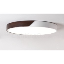 Retro Walnut Color Wood Ultra cienkie okrągłe ściemnialne lampy sufitowe z kloszem akrylowym, które można również stosować jako oświetlenie ścienne