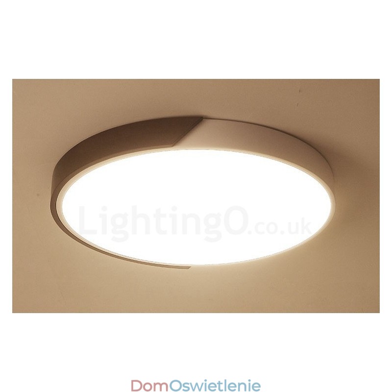 Retro Walnut Color Wood Ultra cienkie okrągłe ściemnialne lampy sufitowe z kloszem akrylowym, które można również stosować jako oświetlenie ścienne