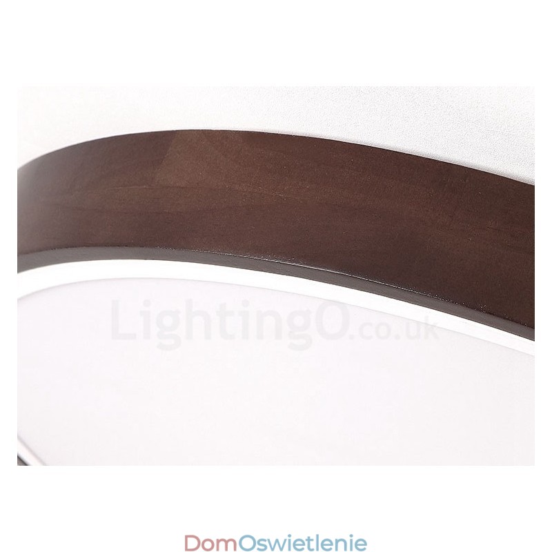 Retro Walnut Color Wood Ultra cienkie okrągłe ściemnialne lampy sufitowe z kloszem akrylowym, które można również stosować jako oświetlenie ścienne
