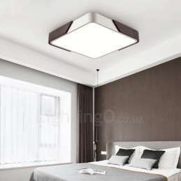 Retro Walnut Color Wood Ultra Thin Square Dimmable Flush Mount Lampy sufitowe z kloszem akrylowym Mogą być również używane jako oświetlenie ścienne