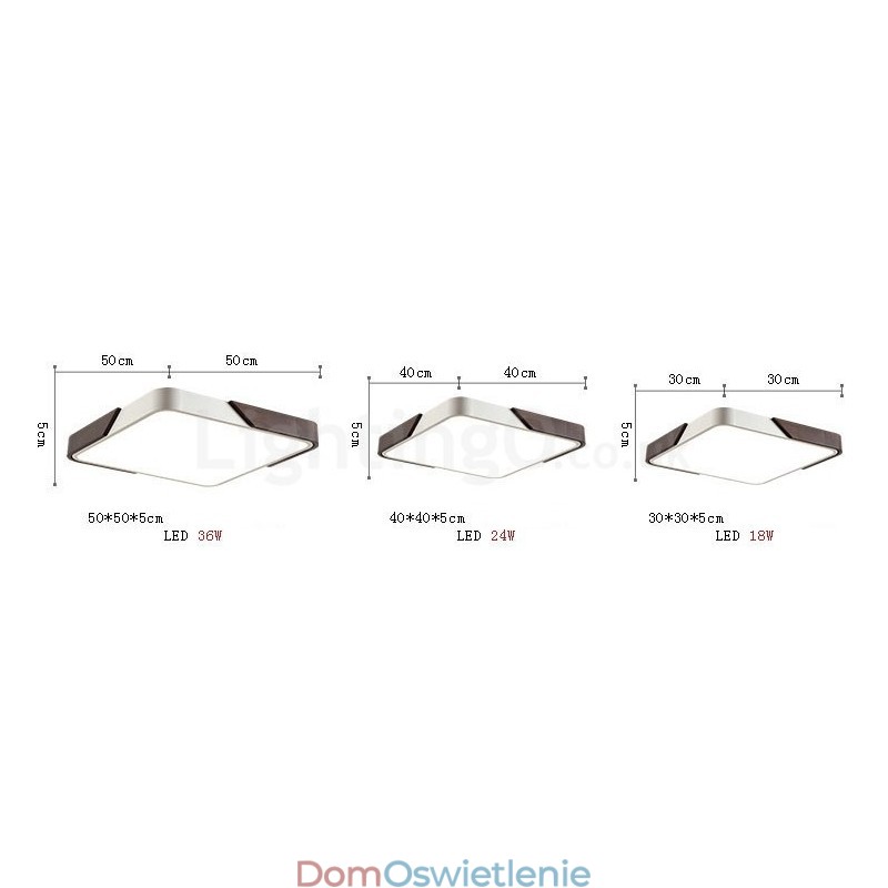Retro Walnut Color Wood Ultra Thin Square Dimmable Flush Mount Lampy sufitowe z kloszem akrylowym Mogą być również używane jako oświetlenie ścienne