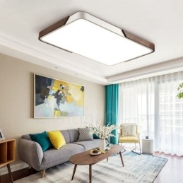 Retro Walnut Color Wood Ultra Thin Rectangle Dimmable Flush Mount Lampy sufitowe z akrylowym kloszem Mogą być również używane jako oświetlenie ścienne